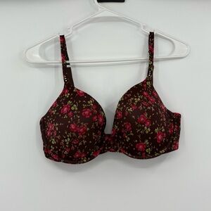Victoria secret bio fit full coverage brown floral‎ bra 34D